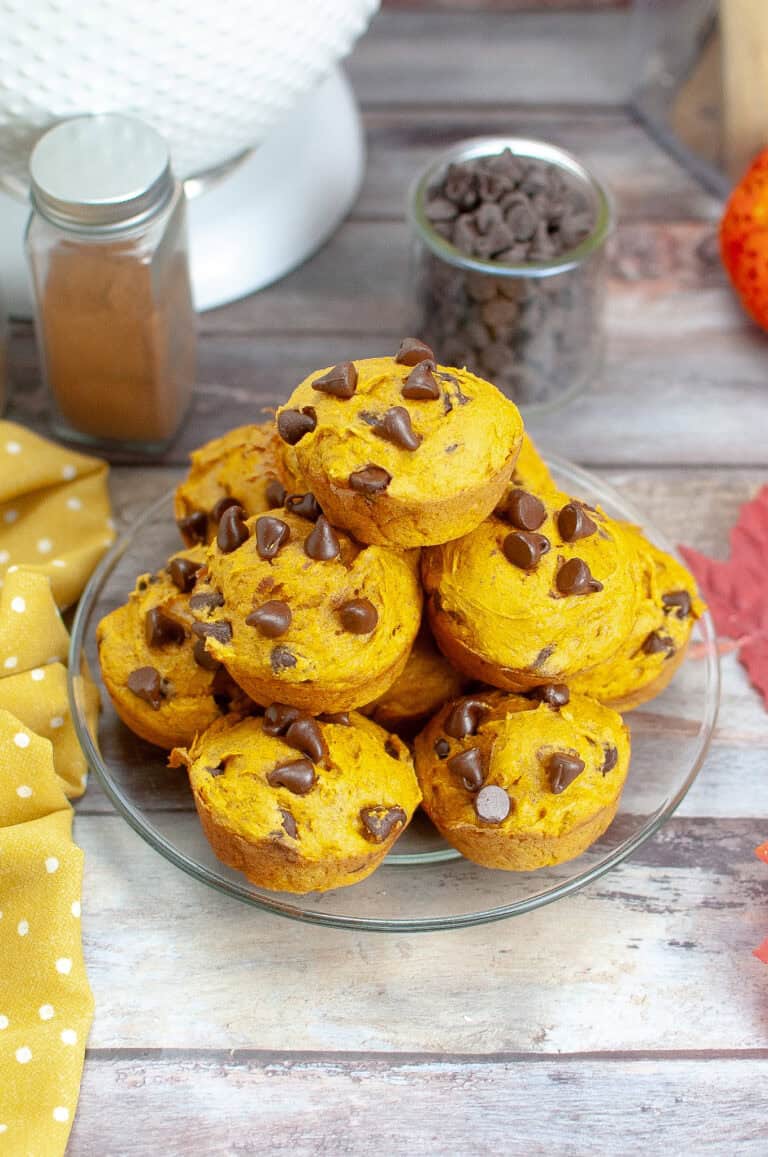 Cake Mix Pumpkin Spice Muffins on a plate.