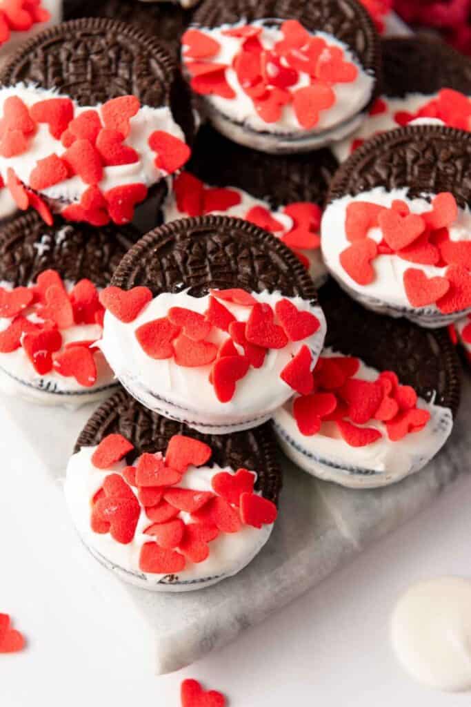 Sweet Valentine's day Oreos treat.